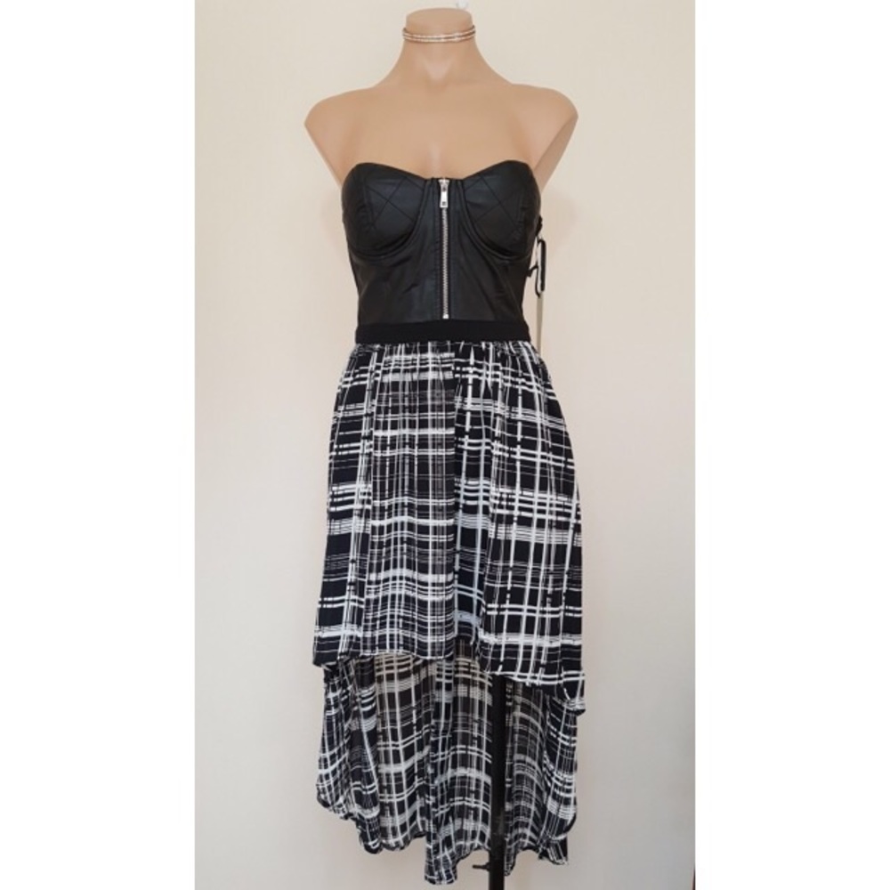 Faux Leather Strapless Dress